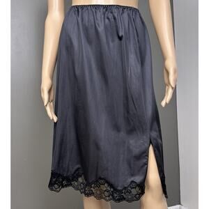 Vintage Bestform Half Slip Skirt Size Large Black Antron III Nylon Lace Slit
